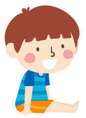 Kid Boy Position Long Sit Side View Illustration