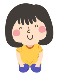 Fototapeta premium Kid Girl Position Kneeling Illustration