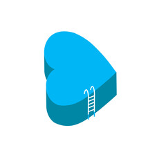 Three-dimensional blue heart with access ladder . isometric heart illustration.