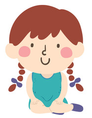 Kid Girl Position Side Sitting Illustration