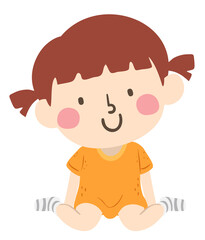 Kid Girl Position Sitting Illustration