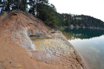 Blue Lake in the Chernigow region, Ukraine. Former quarry of quartz sand for glass production. Popular local resort at present