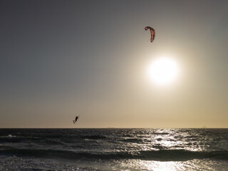 Kite surfer getting massive air
