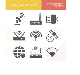 Simple set of celestial body related filled icons.