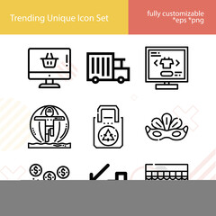 Simple set of cart related lineal icons.