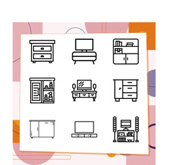 Simple set of 9 icons related to planning board
