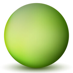 Glass green ball or precious pearl. Glossy realistic ball, 3D abstract vector illustration highlighted on a white background. Big metal bubble with shadow.