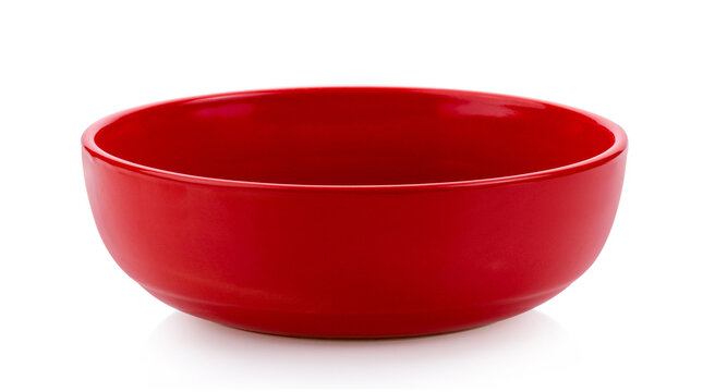 Red Ceramic Bowl Isolated On White