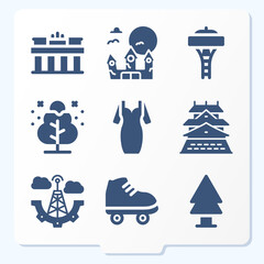 Simple set of 9 icons related to park