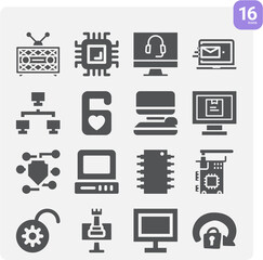 Simple set of chip related filled icons.