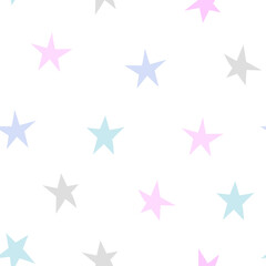 multicolored stars pattern.multicolored stars pattern pastel colored.stars seamless pattern on white.Seamless cute background. design for baby clothing, child bedding,wrap paper, cover on nursery