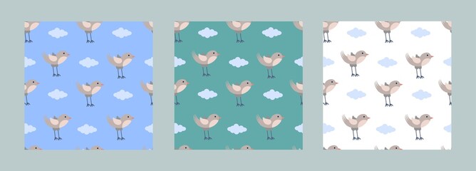 Fototapeta na wymiar Children's seamless print of birds. Use for textiles, packaging and stationery-01