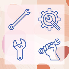Fototapeta na wymiar Simple set of wrench related lineal icons