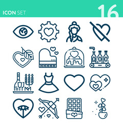 Simple set of 16 icons related to coins