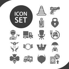 Simple set of car related filled icons.