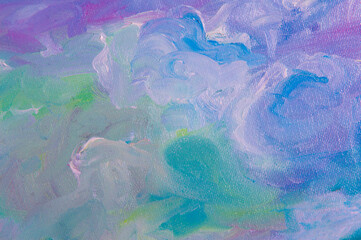 abstract creative background: light bright chaotic spots of oil paint on linen canvas before tone priming
