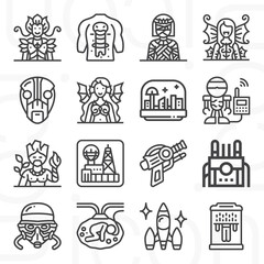 16 pack of fi  lineal web icons set
