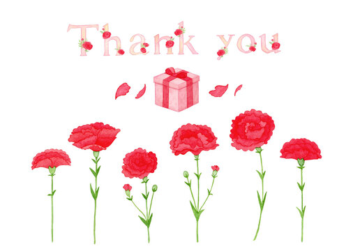 Happy mother's day. Greeting card with mother's day. Floral background. Hand painted watercolor carnation flowers.
