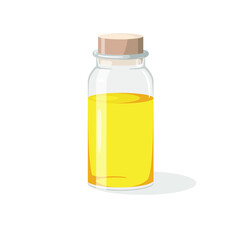 Glass bottle with oil on a white background