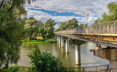 Svyatogorsk bridge near the Lavra in Svyatogorsk, Ukraine