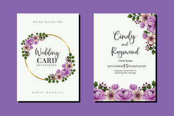 Wedding invitation frame set, floral watercolor hand drawn Beautiful Flower design Invitation Card Template