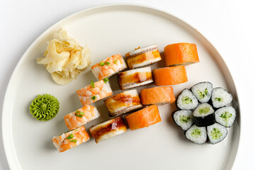 sushi set on the white background