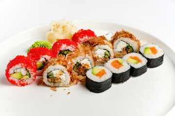 sushi set on the white background