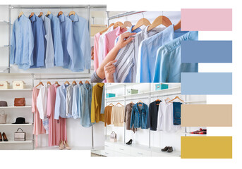 Rack with clothes in modern dry-cleaner's