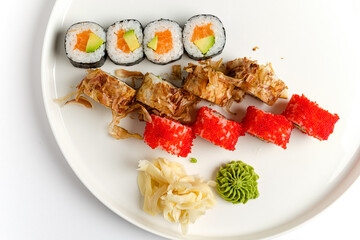 sushi set on the white background