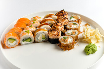sushi set on the white background