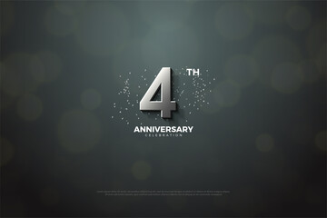 4th Anniversary with numbers and silver splashes.