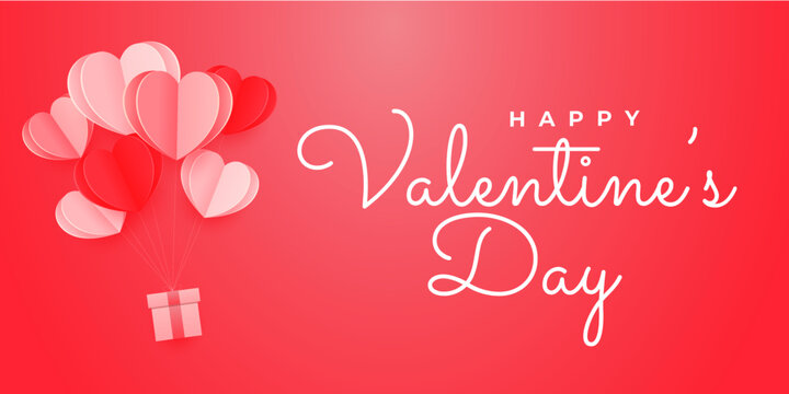 valentines day banner background paper style