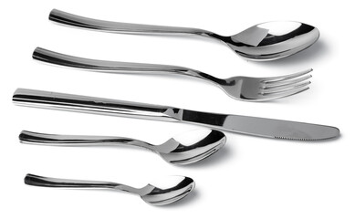 Set of dining cutlery isolated on white background