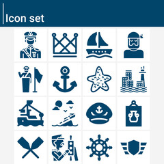 Simple set of sail related filled icons.