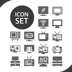 Simple set of color tv related filled icons.