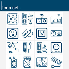 Simple set of wall socket related lineal icons.