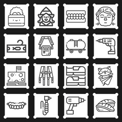 16 pack of chuck  lineal web icons set