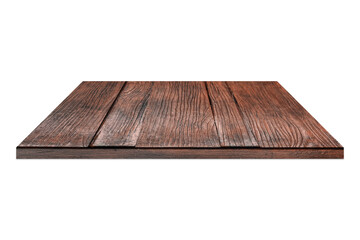 Brown Wood shelf isolated on white background with clipping path.