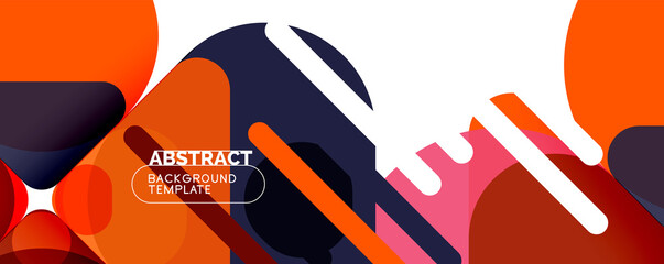 Flat geometric round shapes and dynamic lines, abstract background. Vector illustration for placards, brochures, posters and banners
