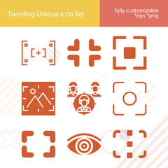 Simple set of focusing related filled icons.