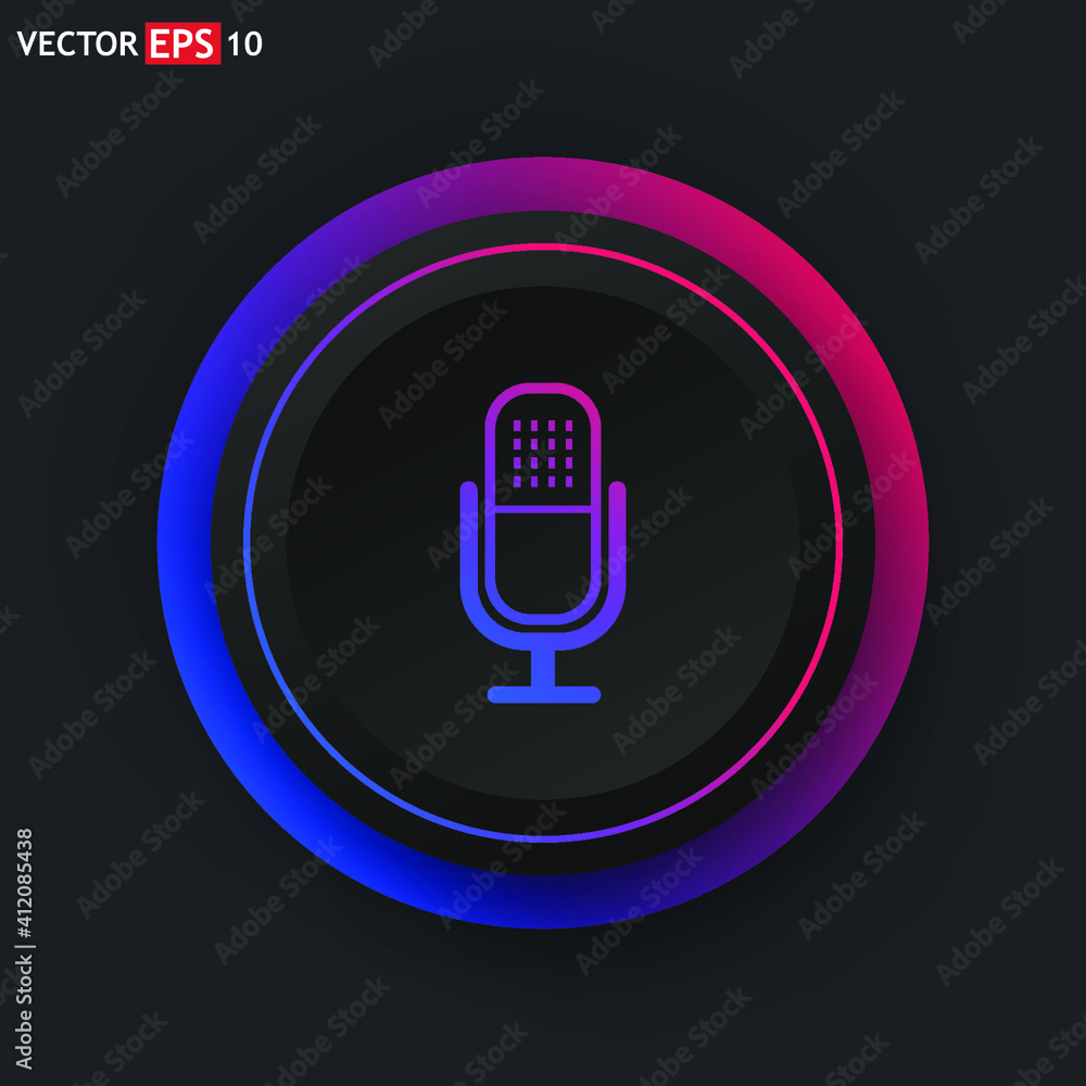 Poster microphone icon vector design. colored button