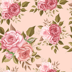 Elegant floral seamless pattern with romantic roses