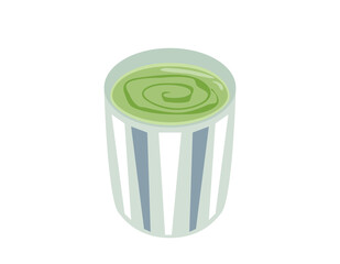 お茶の入った湯のみのベクターイラスト