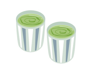 お茶の入った湯のみのベクターイラスト