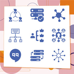 Simple set of 9 icons related to reference grid