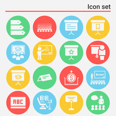 16 pack of withdrawn  filled web icons set