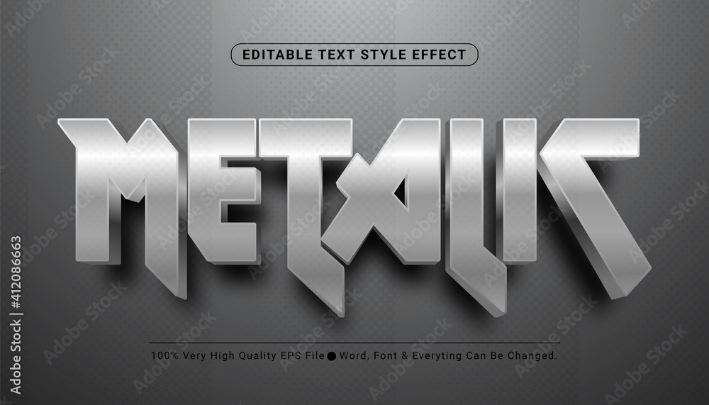 Poster 3d metallic text effect, editable text effect