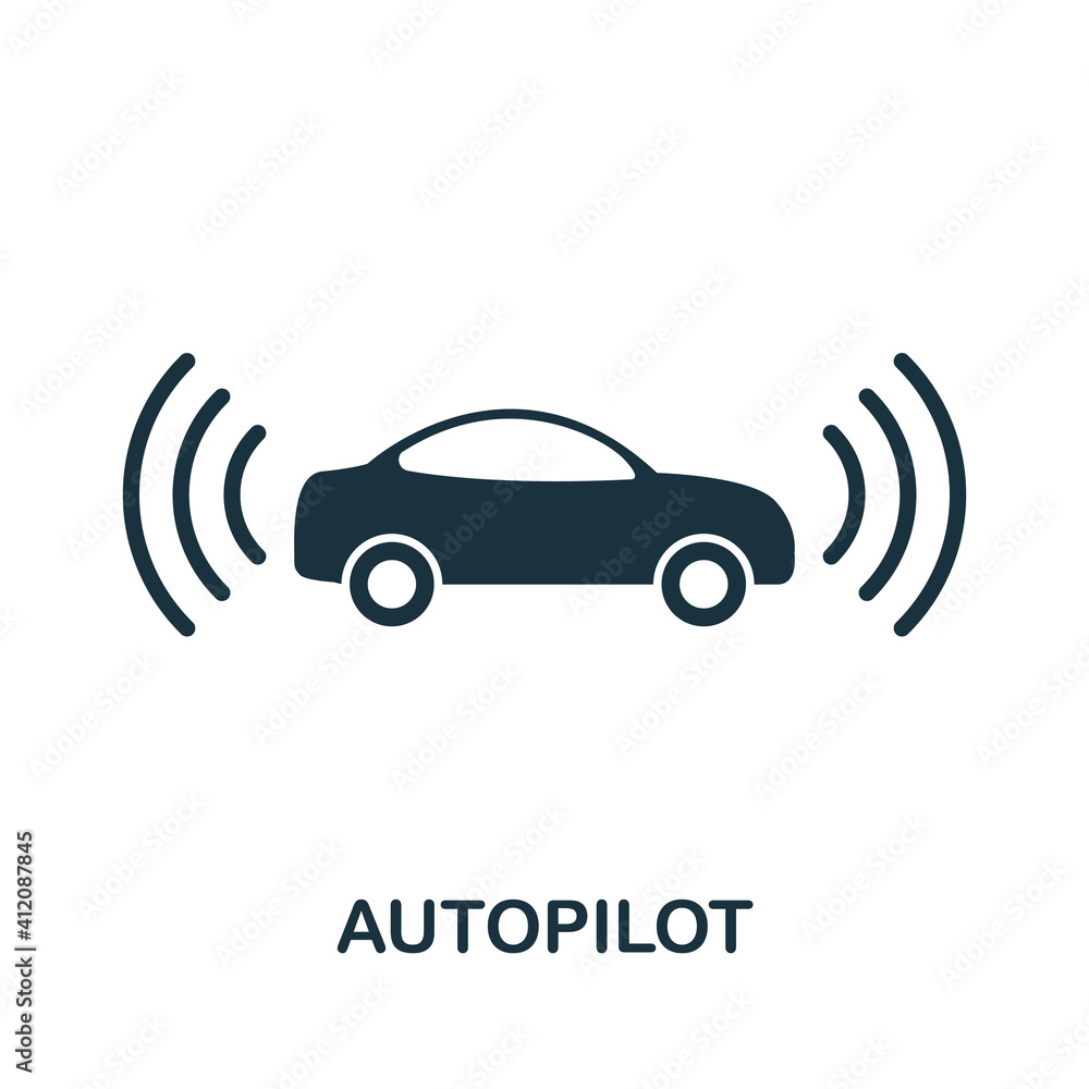 Poster autopilot icon. simple element from technology collection. filled monochrome autopilot icon for temp
