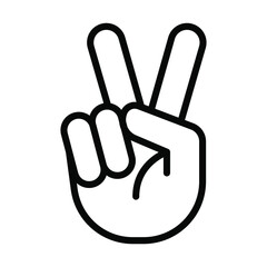 Hand gesture V sign for victory or peace line icon. Simple outline style for apps and websites. Vector illustration on white background. EPS 10