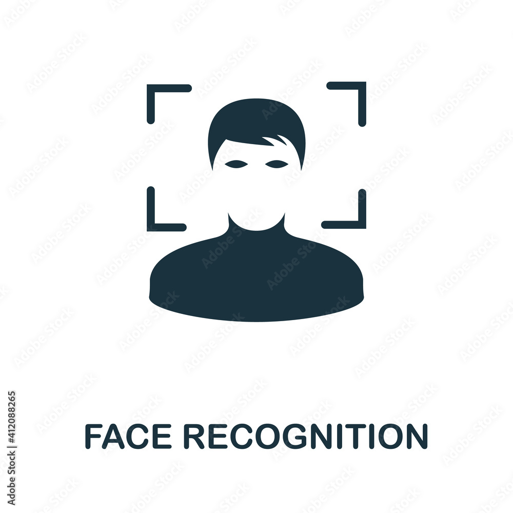 Poster face recognition icon. simple element from technology collection. filled monochrome face recognition